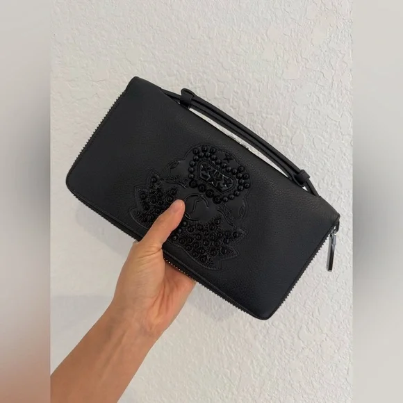 NEW Christian Louboutin Panettone Studs Logo Black Purse Zip Clutch Big Wallet - Picture 6 of 16